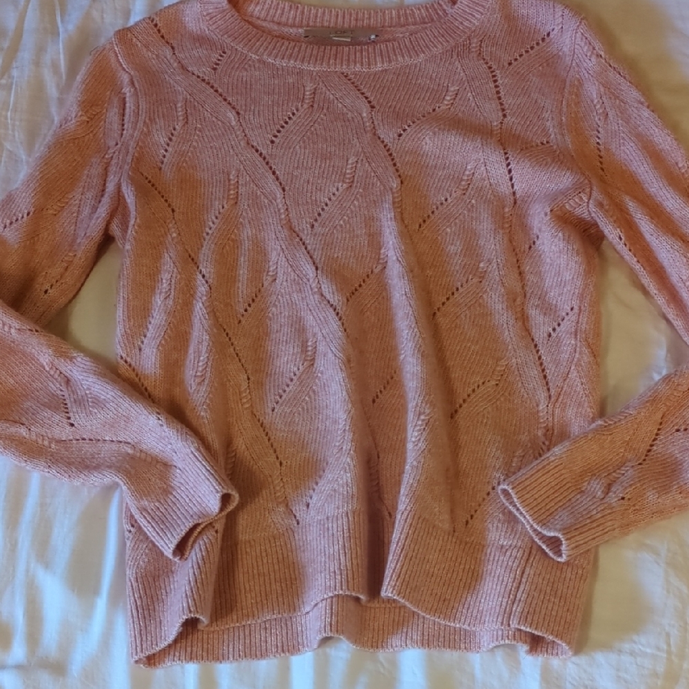 LOFT Pink Textured Knit Sweater S